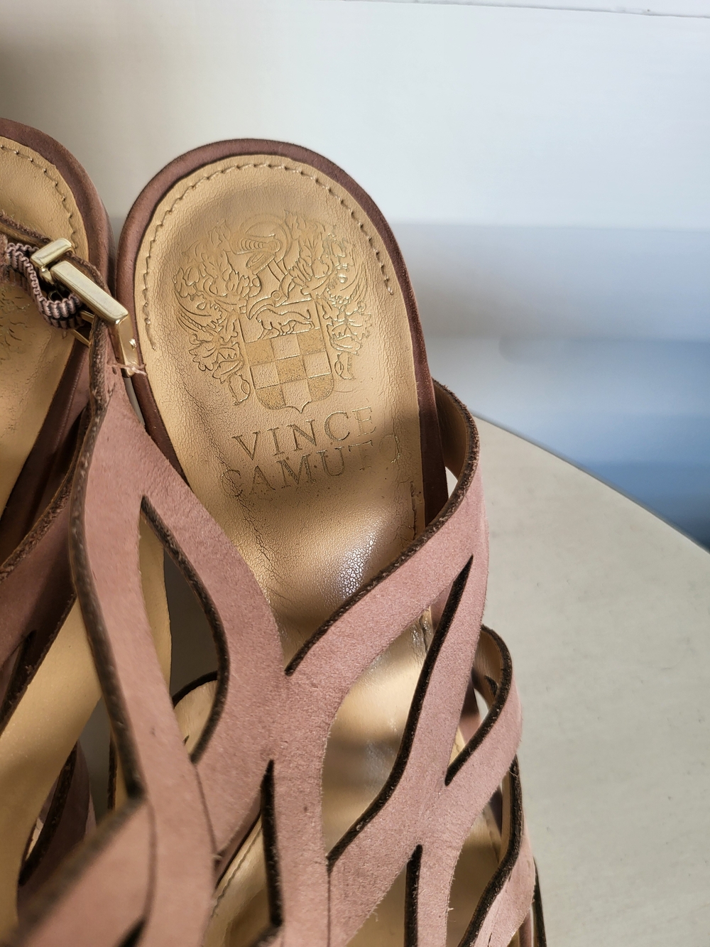 Vince Camuto Women's Pink Suede Cutout Sandals